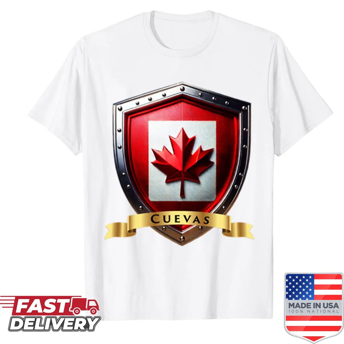 Canada shield emblem with a maple leaf design
