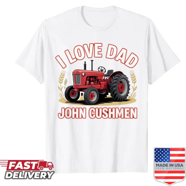 Minimalist silhouette of a Cushmen tractor on a casual shirt