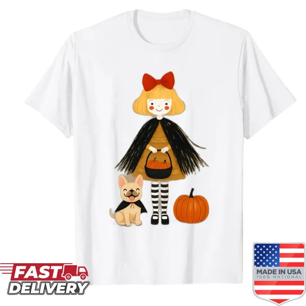 Cute pumpkin graphic shirt for kids celebrating Halloween.