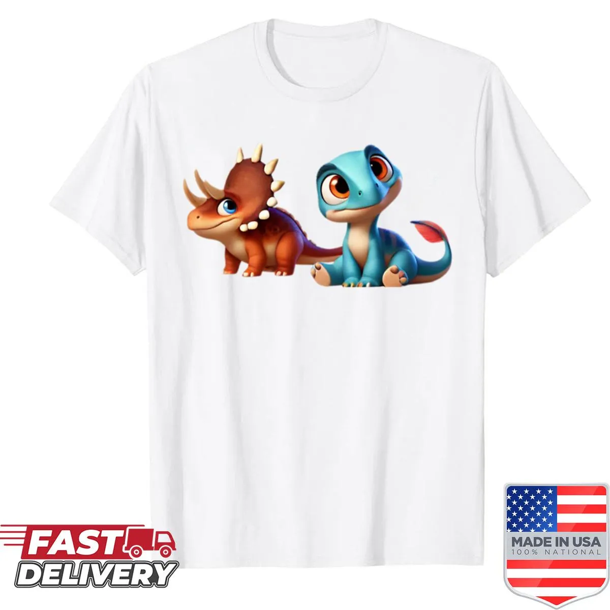 Shirt with cartoon baby dinosaurs in a friendly design