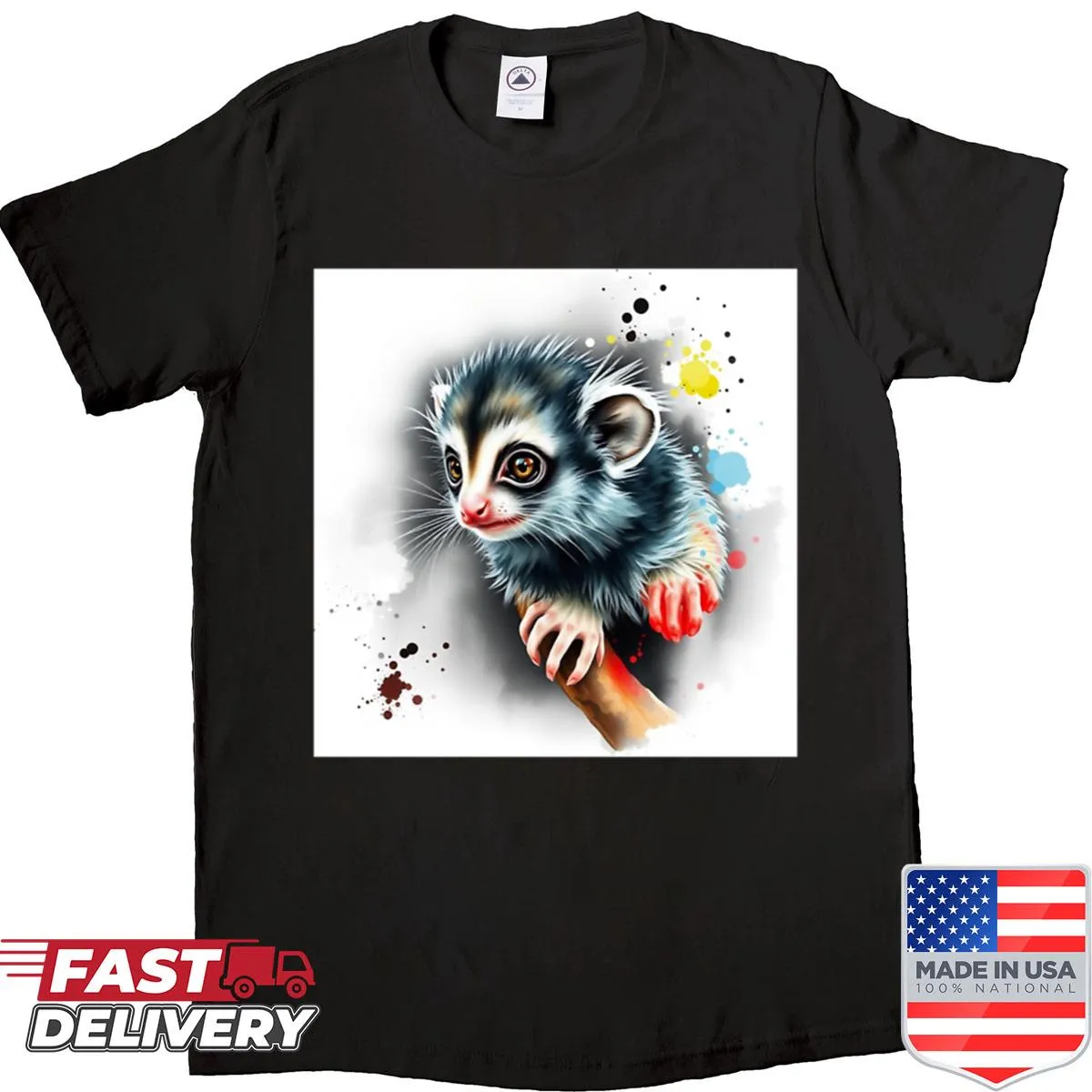 Cute baby lemur wildlife art T-shirt