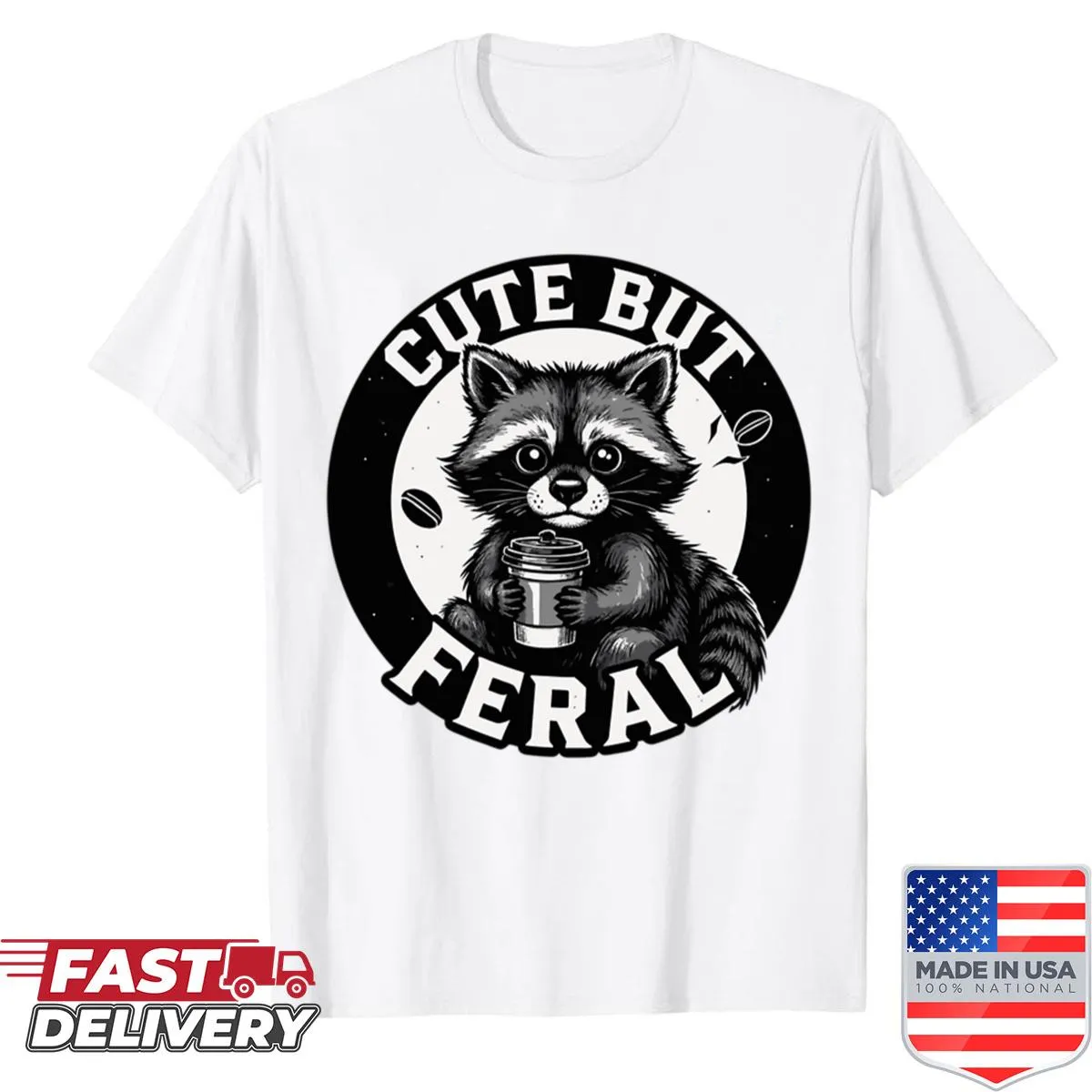 Funny raccoon shirt with a cartoon design and humorous text