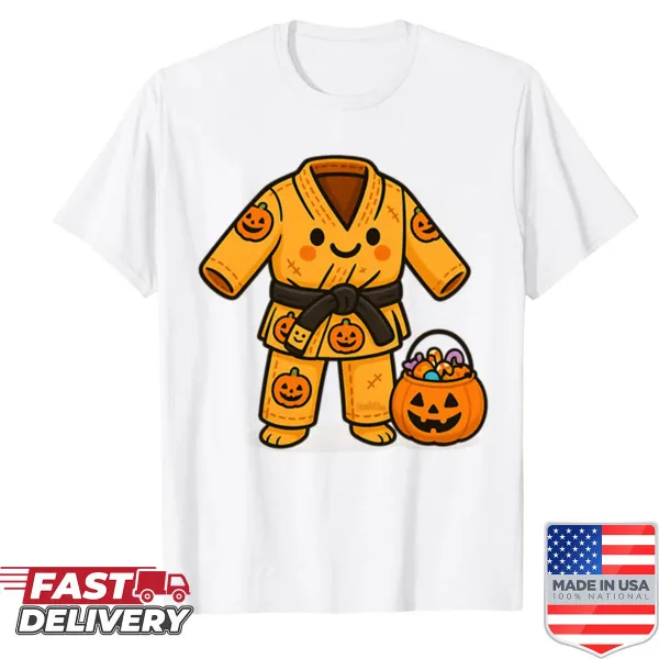 Shirt with cute Halloween-themed martial arts gi design