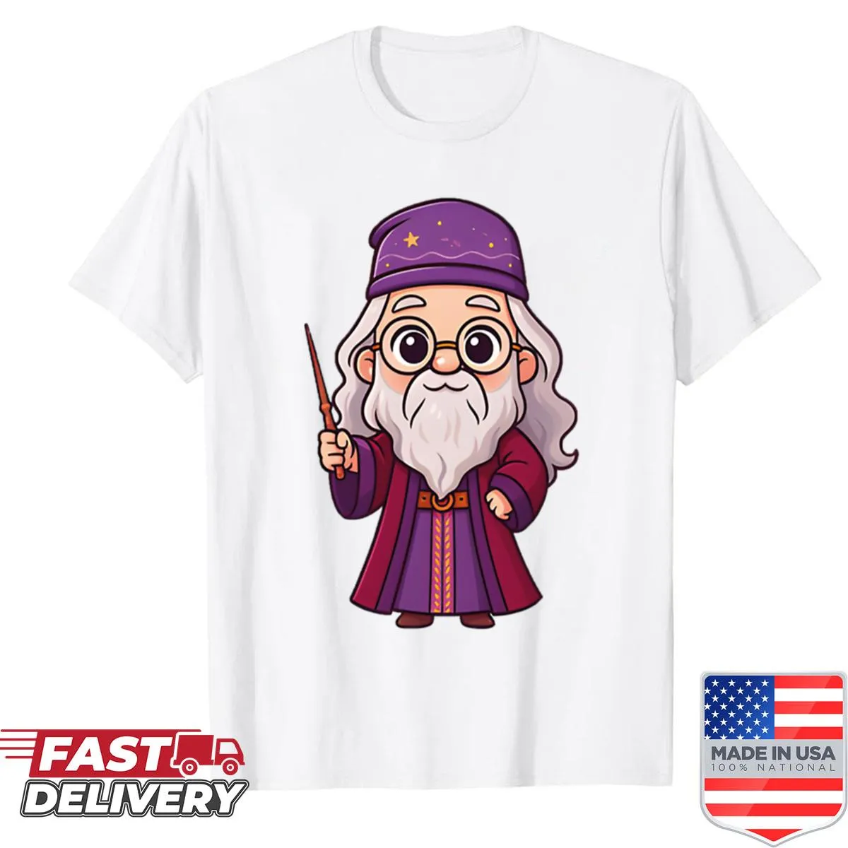 Cute wizard cartoon character illustration shirt