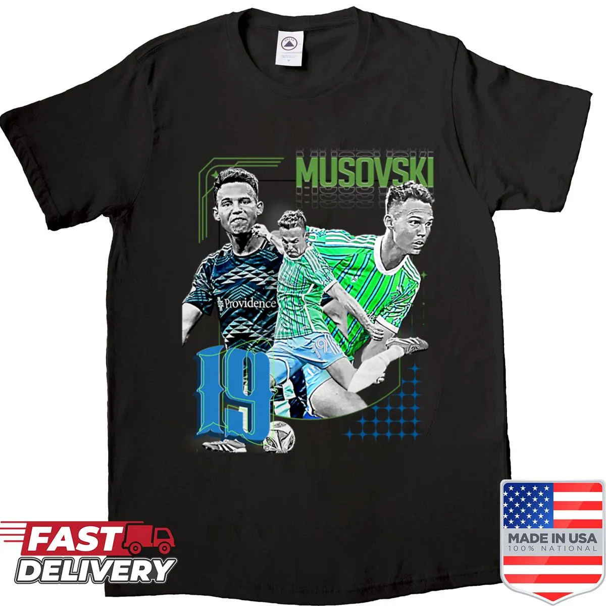 Oversized D Musovski soccer player shirt with animated silhouette