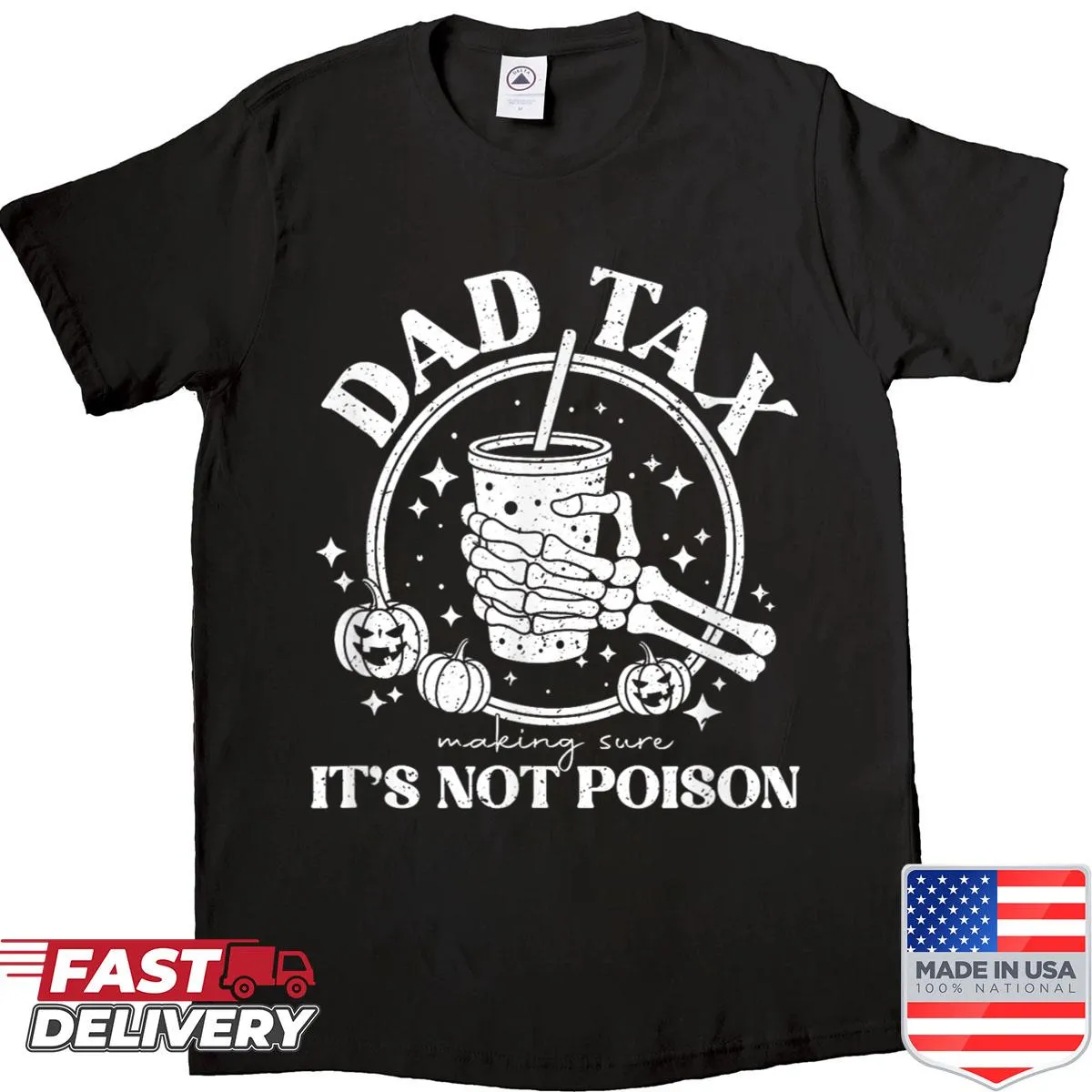 Funny Halloween shirt with 'Dad Tax' and pumpkin graphic