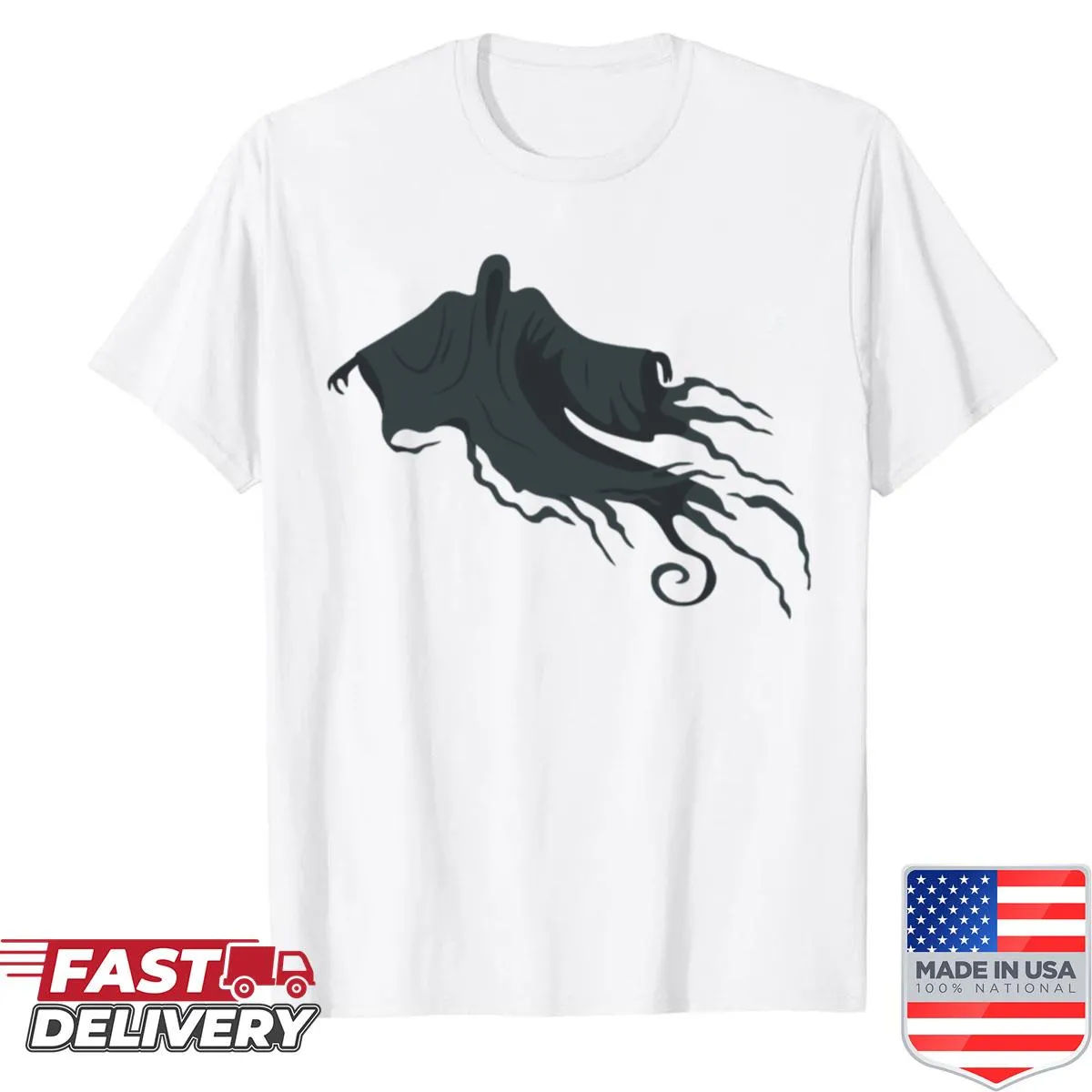 Minimalist illustration of a dark dementor on a shirt