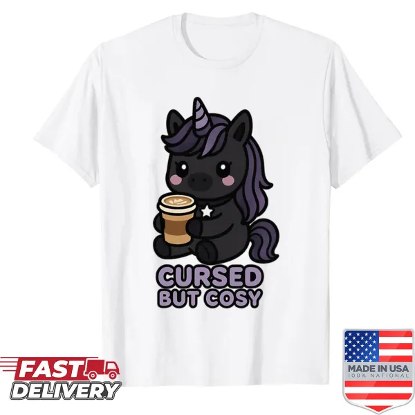 Goth unicorn graphic shirt for coffee lovers