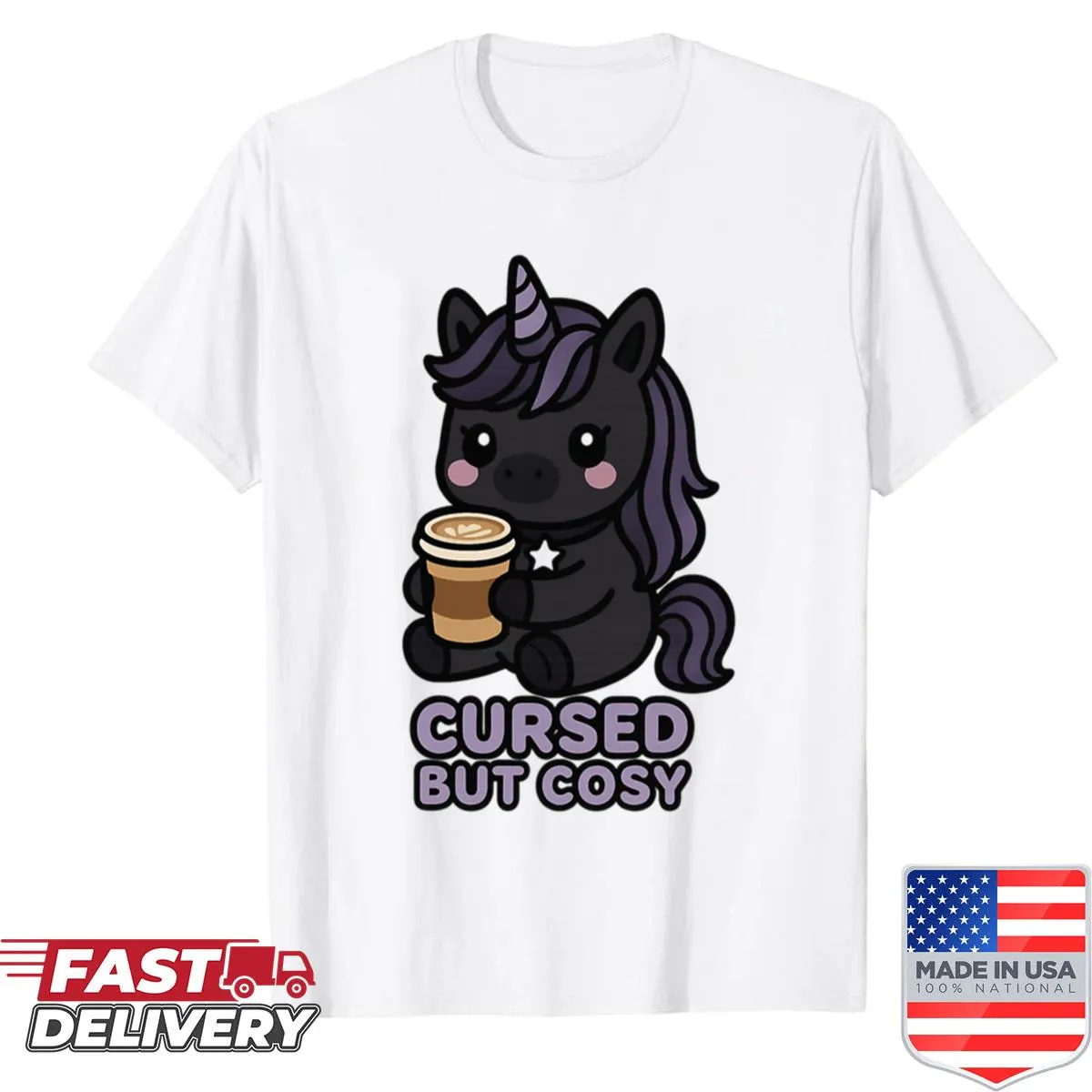 Goth unicorn graphic shirt for coffee lovers