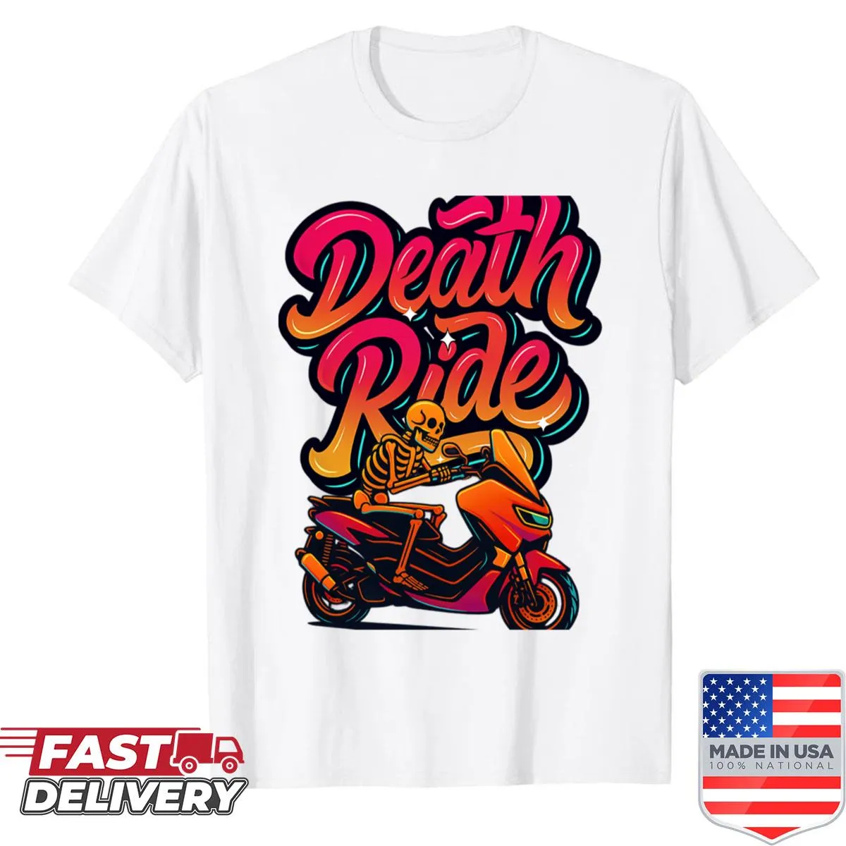 Edgy illustration of a dark themed ride on a shirt