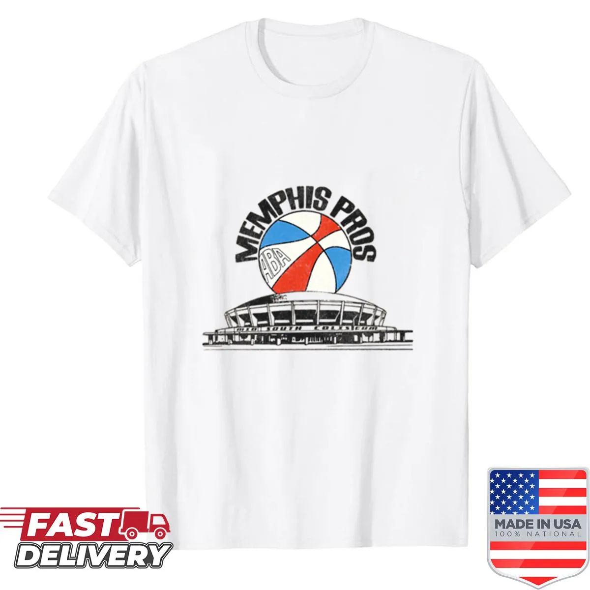 Vintage distressed Memphis Pros basketball shirt with retro graphics