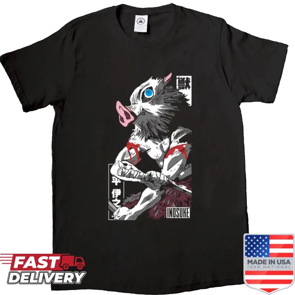 Shirt featuring illustration of Inosuke from Demon Slayer
