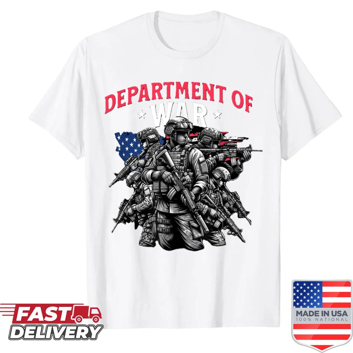 T-shirt with American flag and soldiers illustration