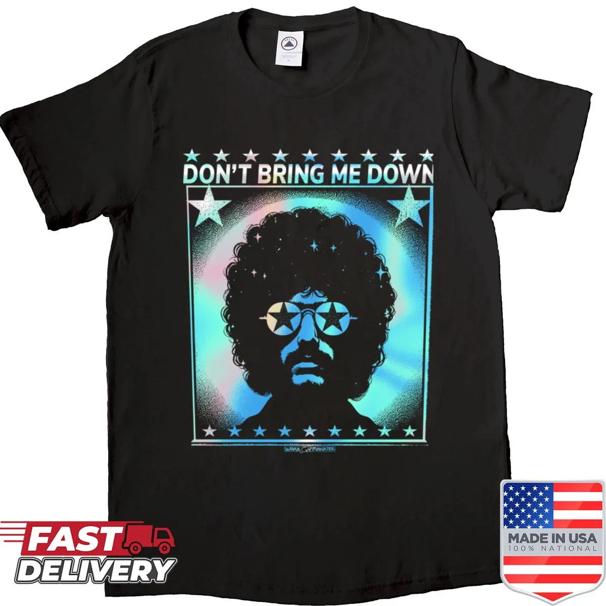 Playful shirt with text 'Dont Bring Me Down'