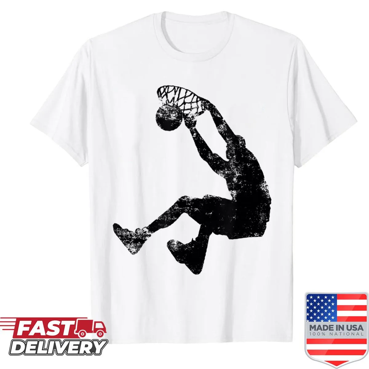 Graphic shirt featuring a dunking figure silhouette