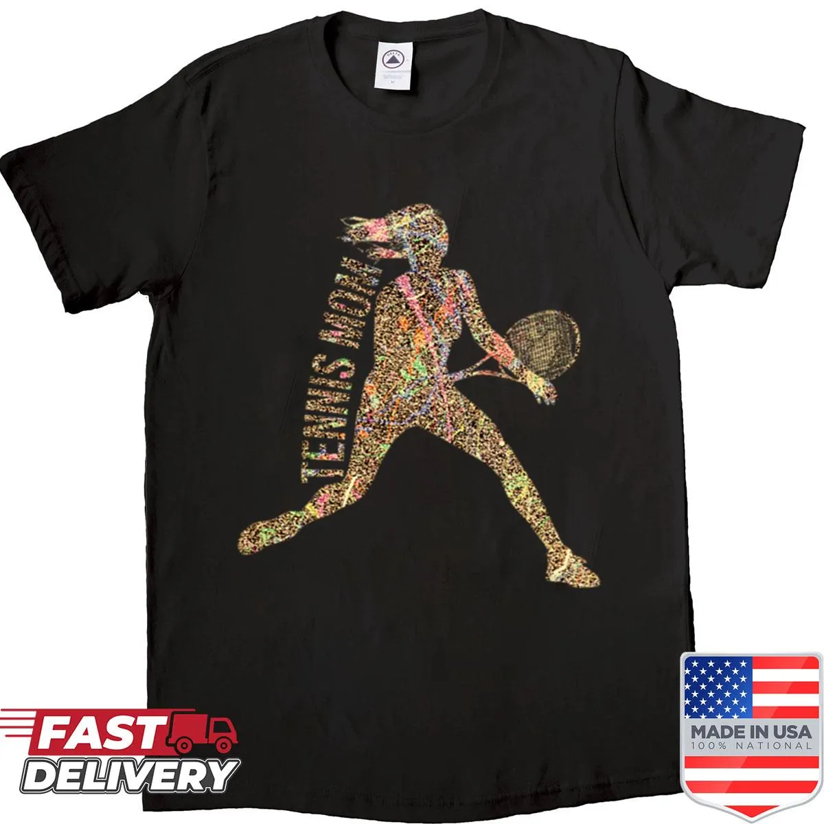 Typography design celebrating a Dynamic Tennis Mom on a shirt.