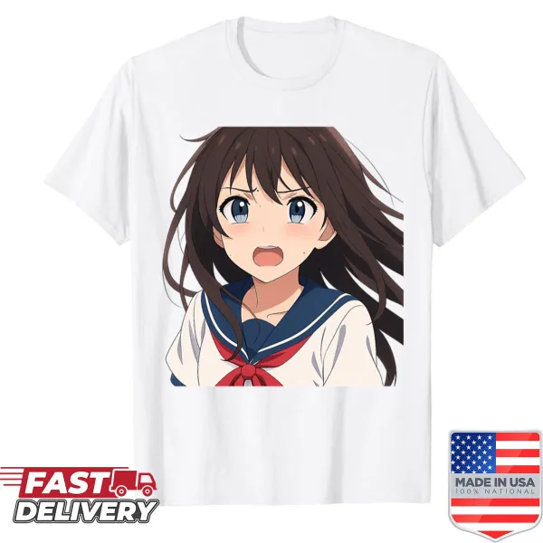 Anime character art T-shirt with cel-shaded illustration
