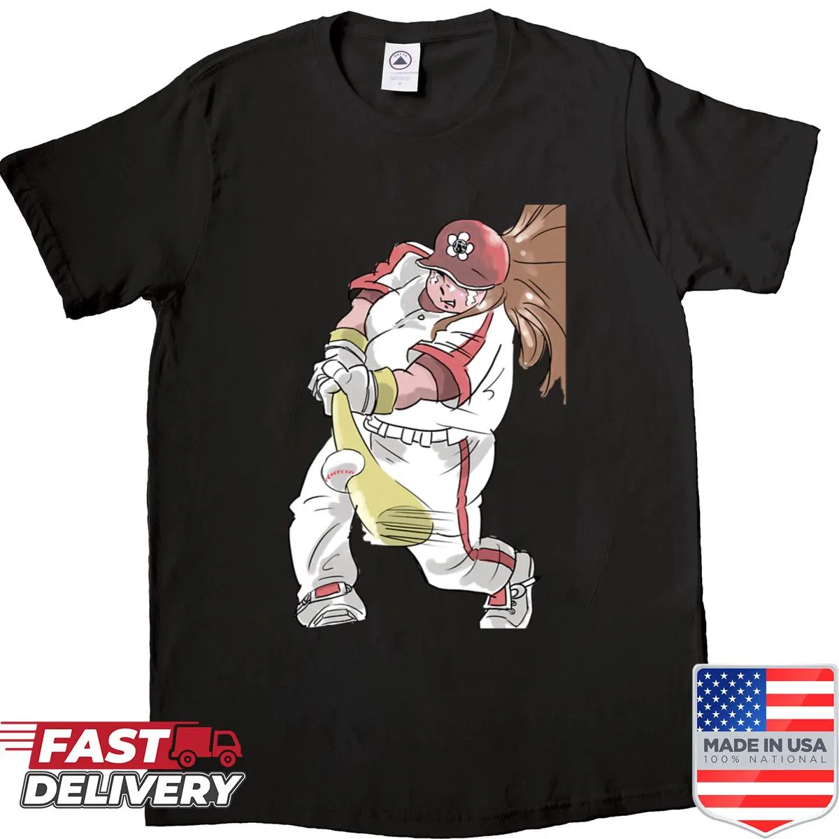 Shirt featuring an emotional baseball player illustration