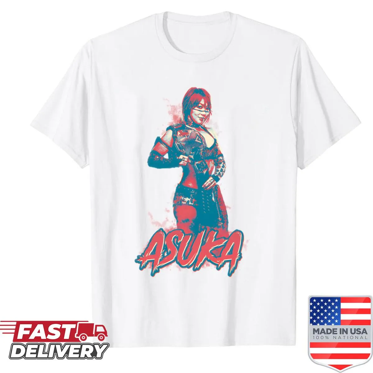 Oversized t-shirt featuring bold pop art design of wrestling