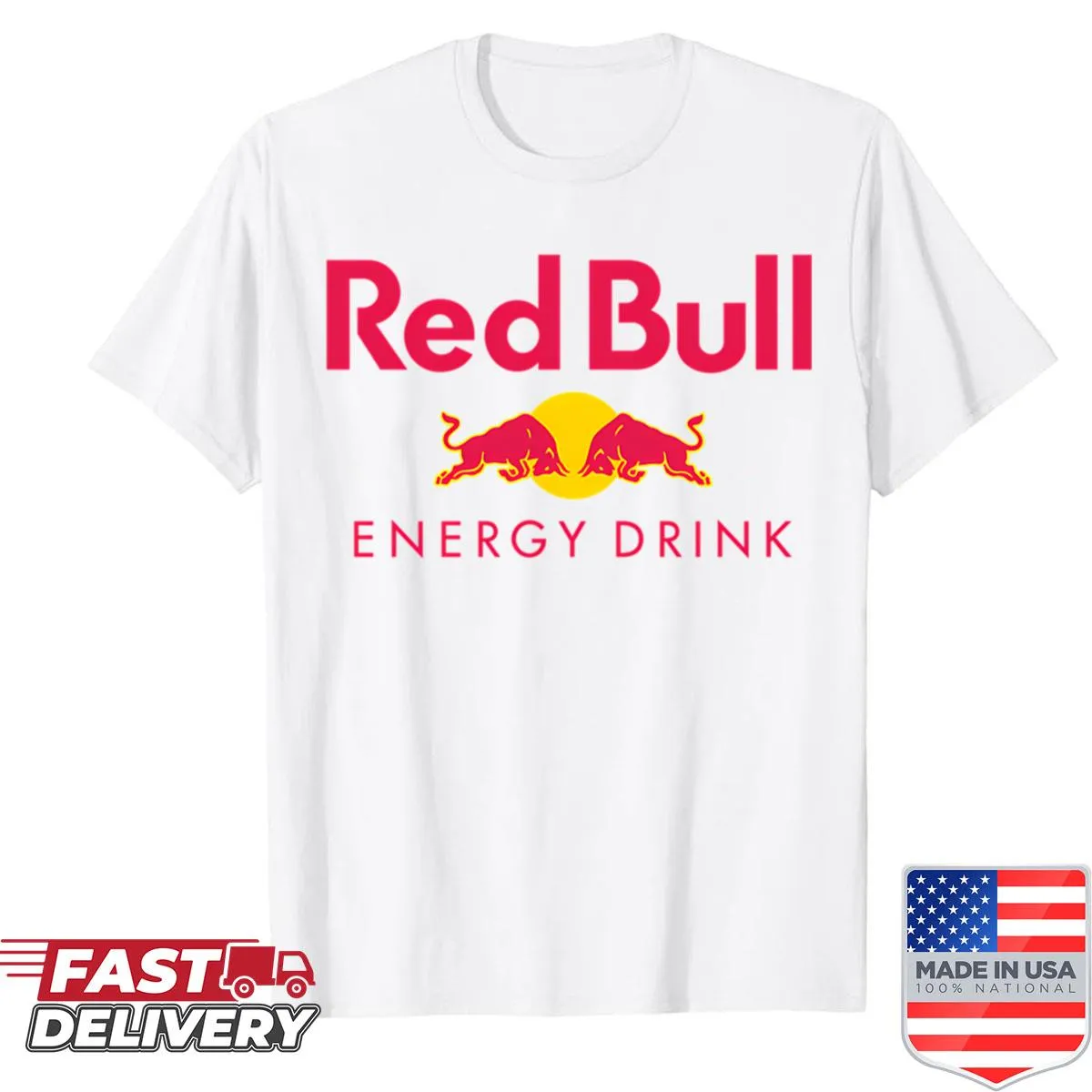 Energy drink label design on a casual t-shirt