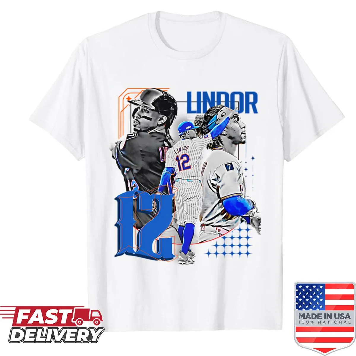 Shirt featuring artistic design of baseball player F Lindor