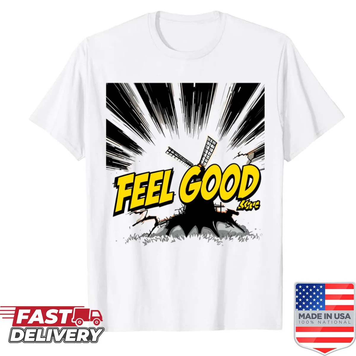 Comic art windmill shirt inspired by music design