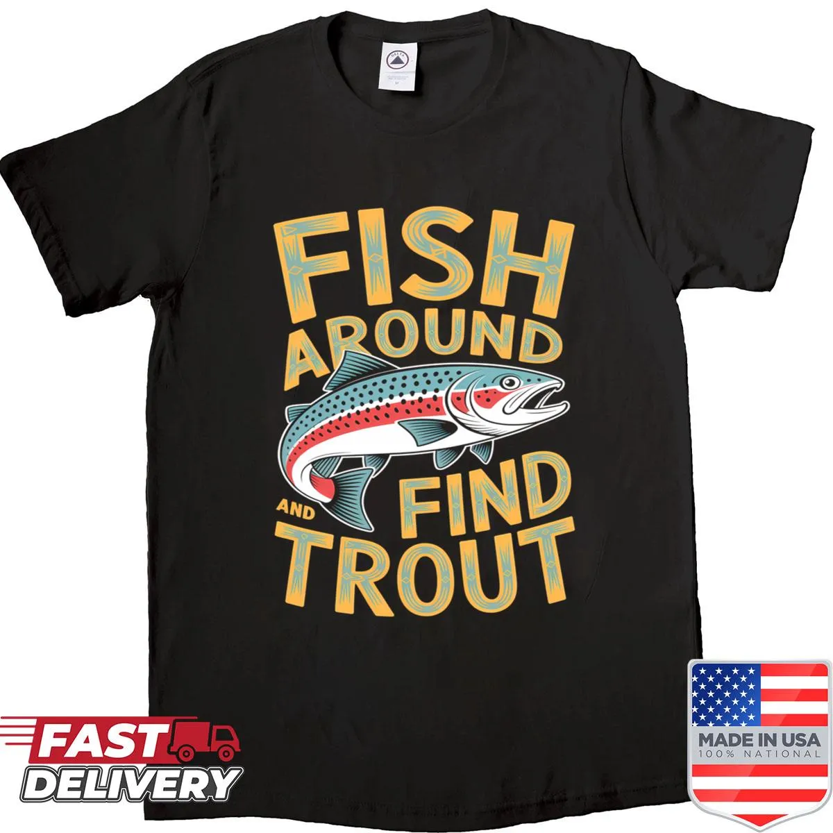 Vintage fishing shirt with humorous trout graphic