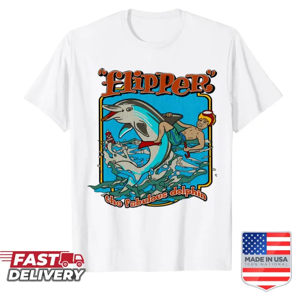 Delightful dolphin t-shirt featuring Flipper the dolphin