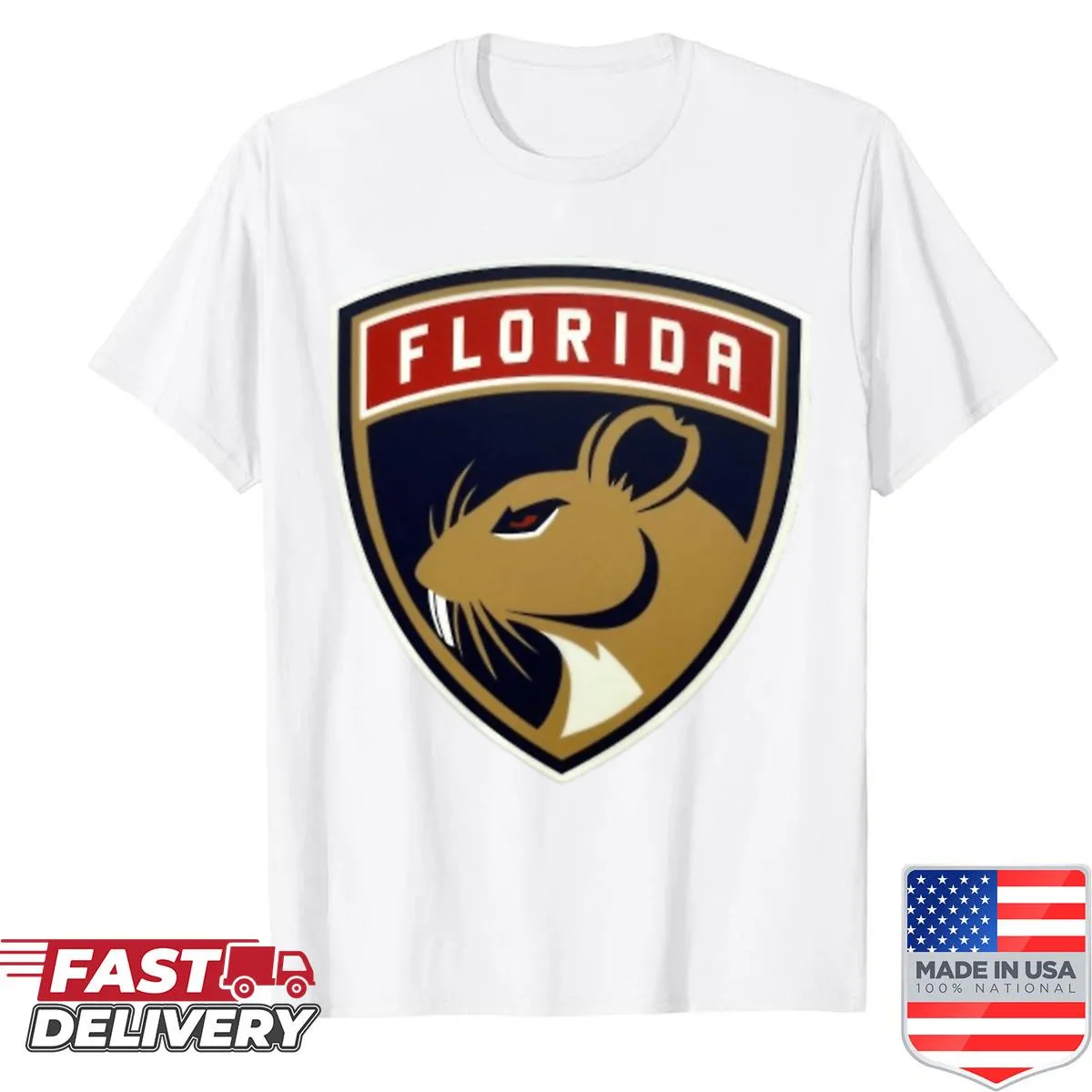 Playful shirt featuring Florida Rats hockey graphic and team pride