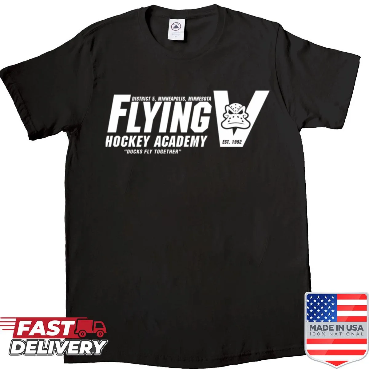 Hockey-themed shirt with Flying V design