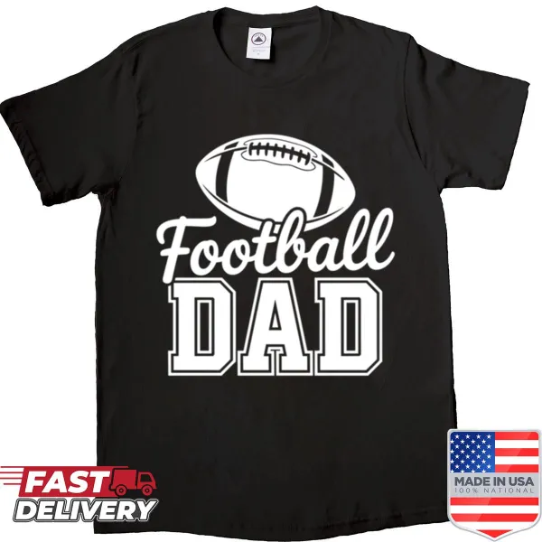 Shirt featuring bold typography saying 'Football Dad' for sports-loving fathers