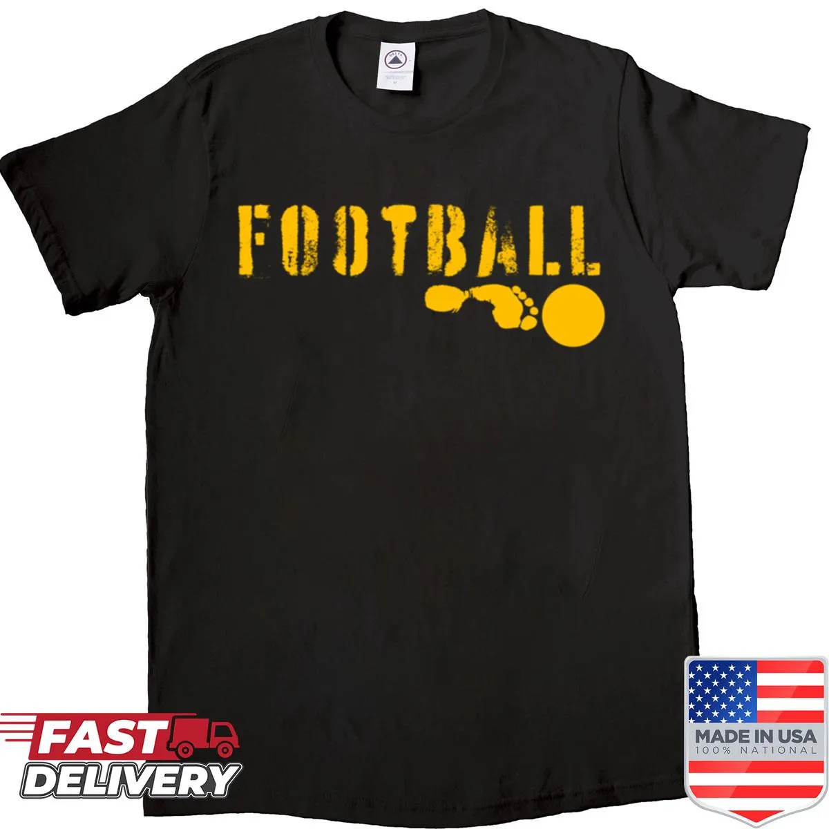 Funny Football themed shirt with foot and ball design