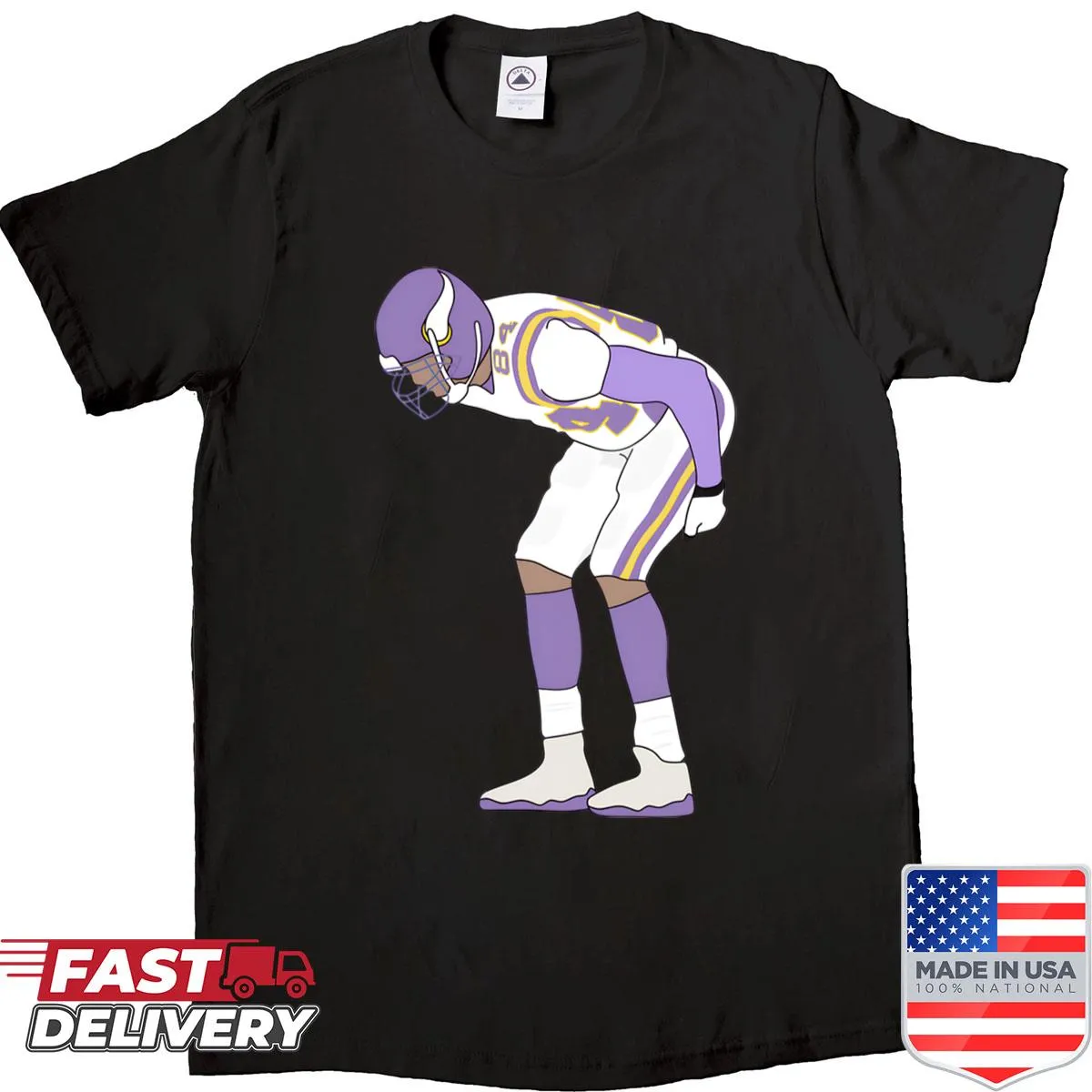 Bold football-themed shirt with number 84 and playful phrase