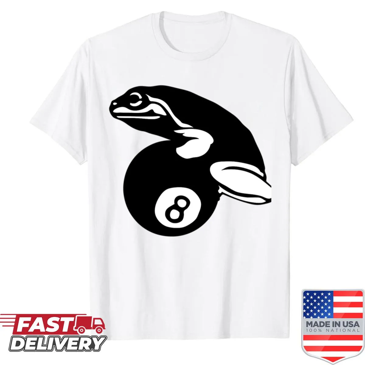 Shirt with a frog on a billiard ball logo