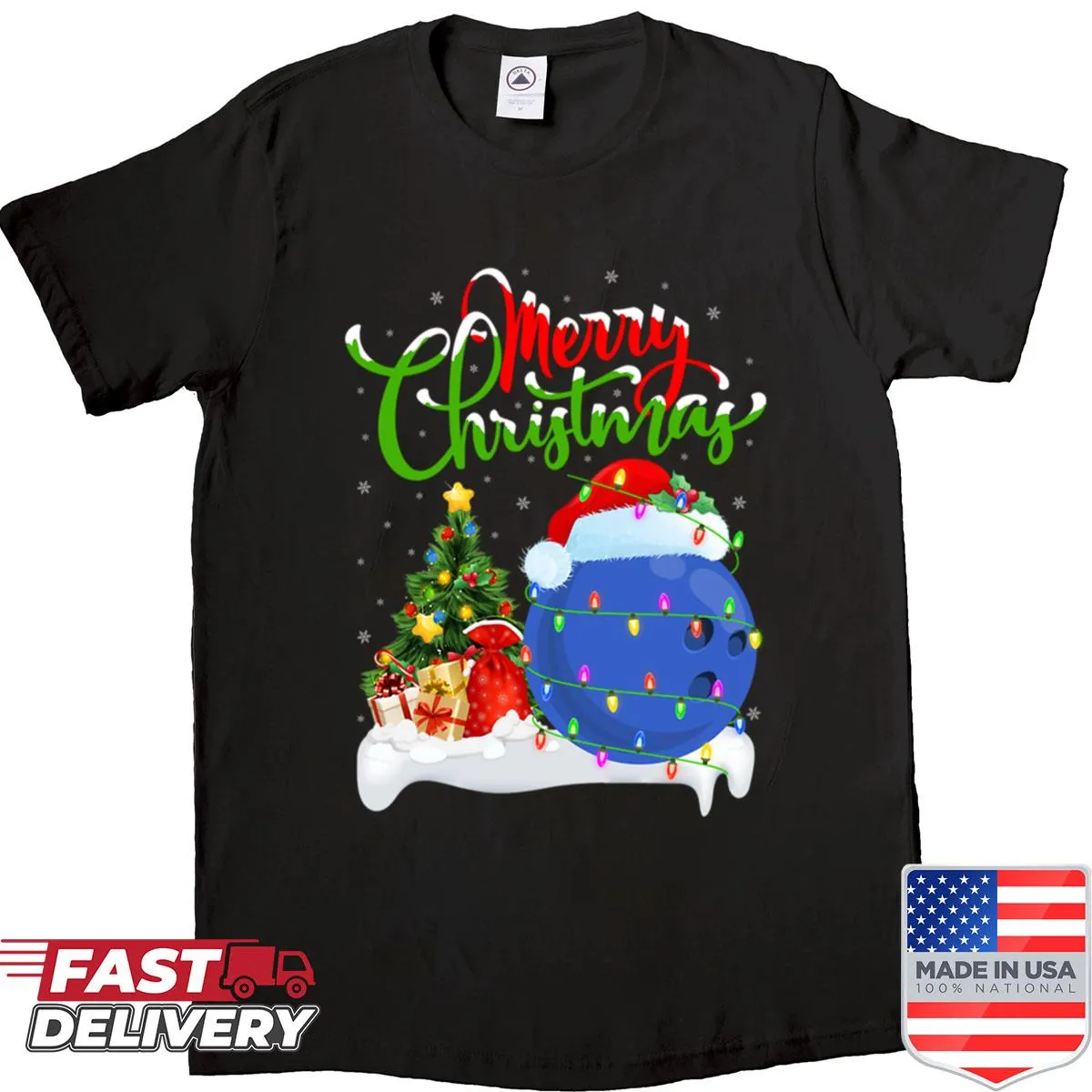 Christmas bowling shirt featuring humorous designs and festive elements