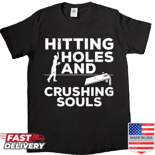Whimsical cornhole graphic on a shirt designed for game lovers