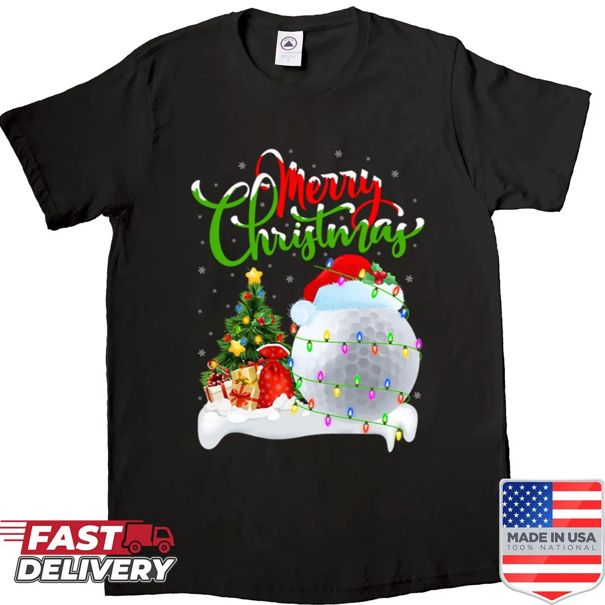 Funny golf-themed Christmas T-shirt