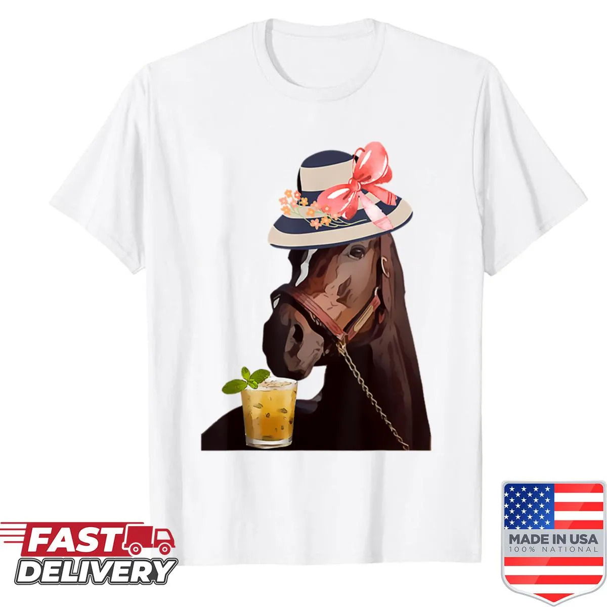 T-shirt with fun horse derby graphics