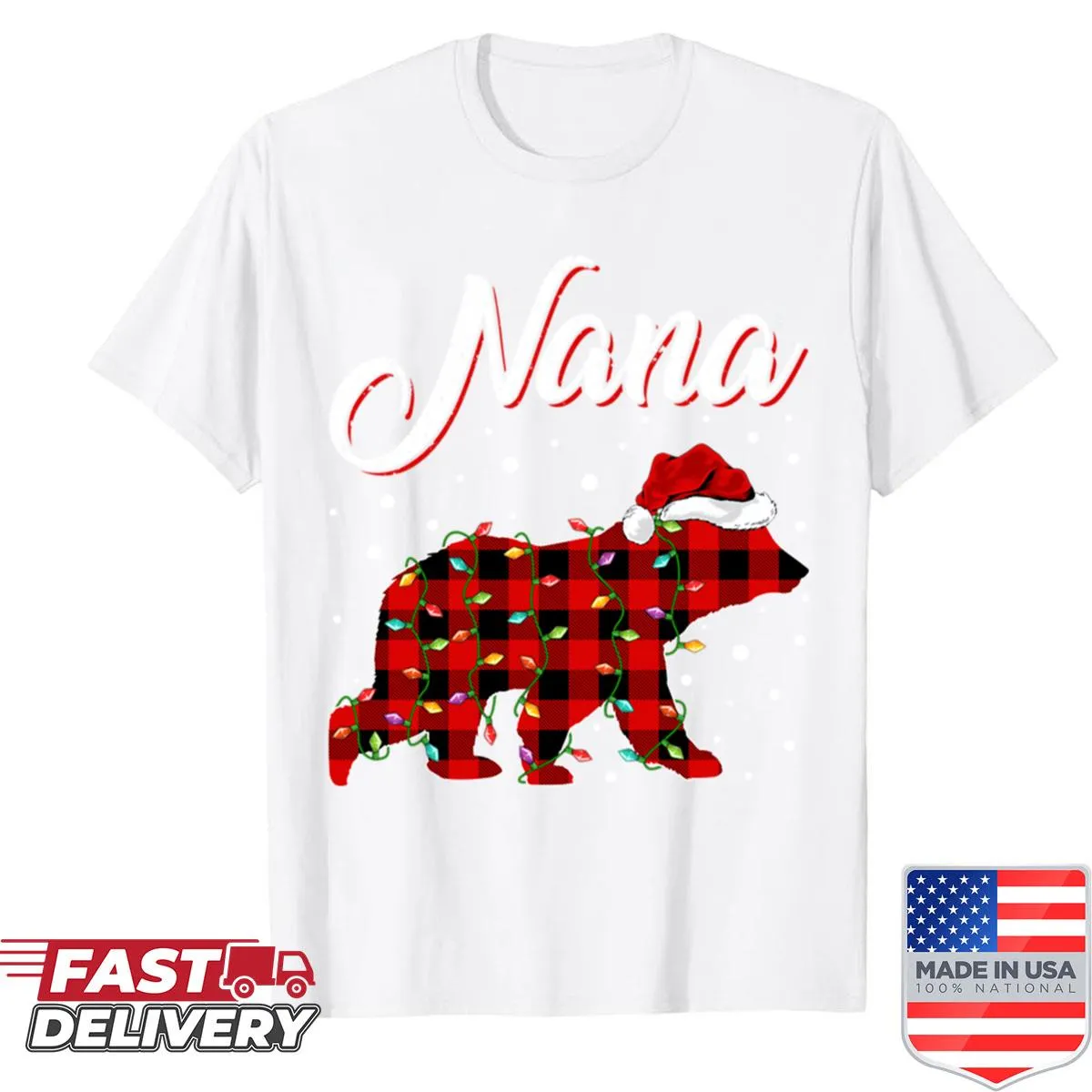 Cute Nana Bear shirt in buffalo plaid for Christmas