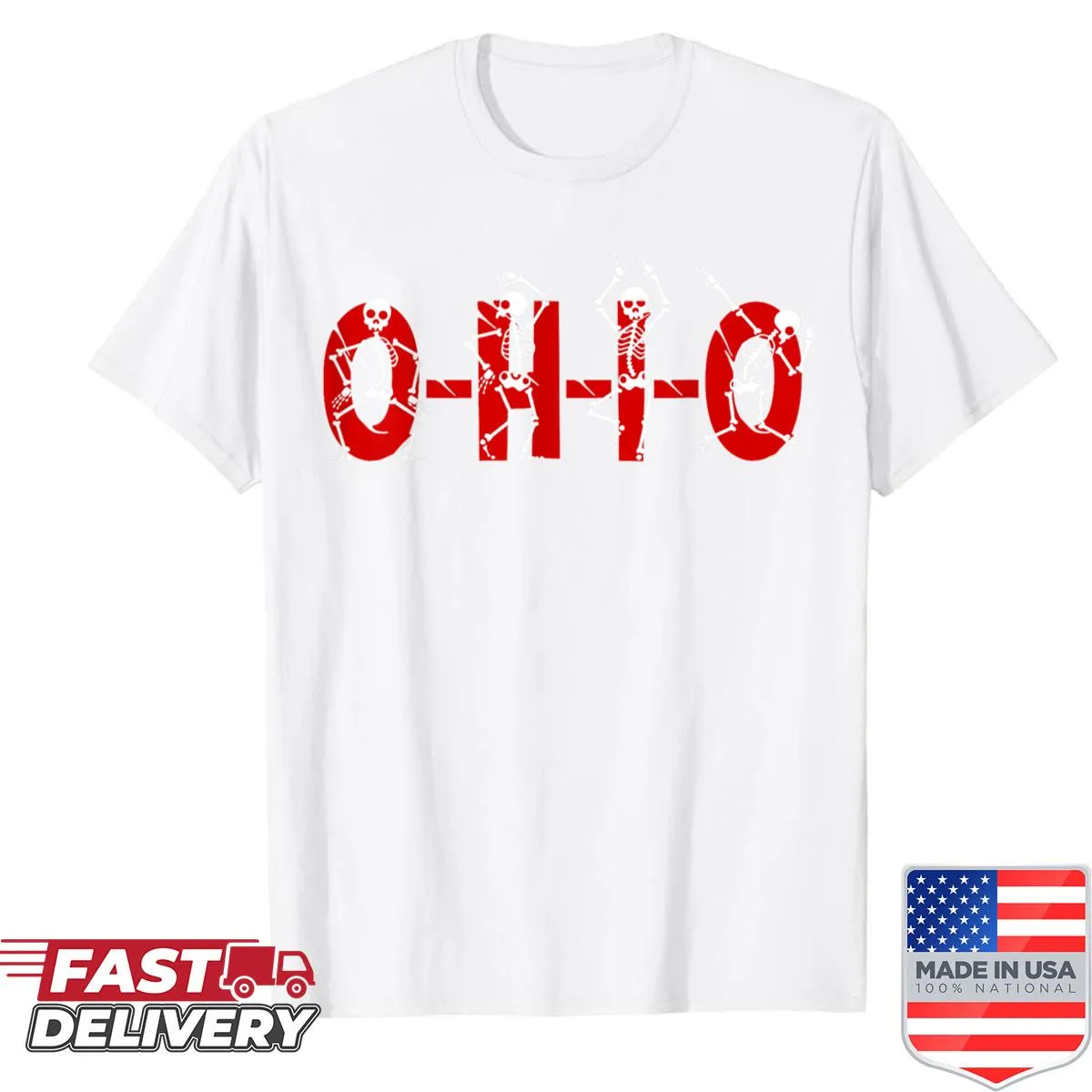 Vintage Halloween shirt featuring Ohio State skeleton design