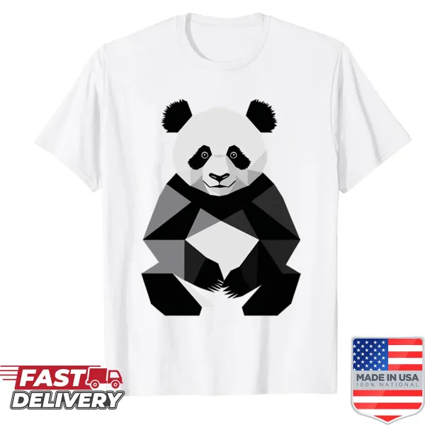 Geometric panda design featured on a minimalist shirt