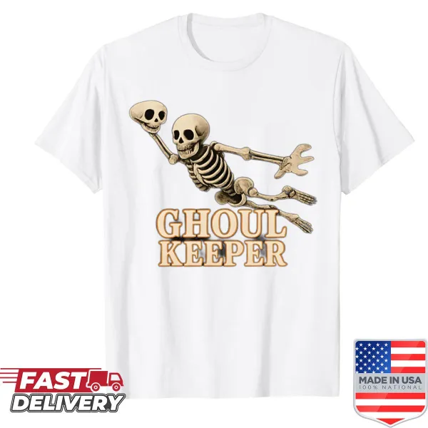 Charming illustration of a ghoul keeper on a shirt
