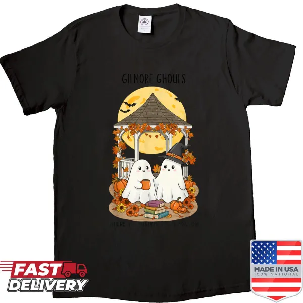 Whimsical ghost-themed graphic t-shirt