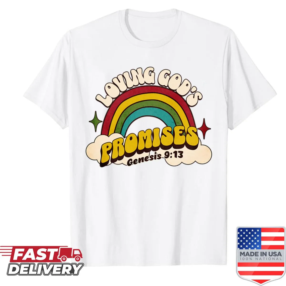 Inspirational shirt with a stylized faith message.