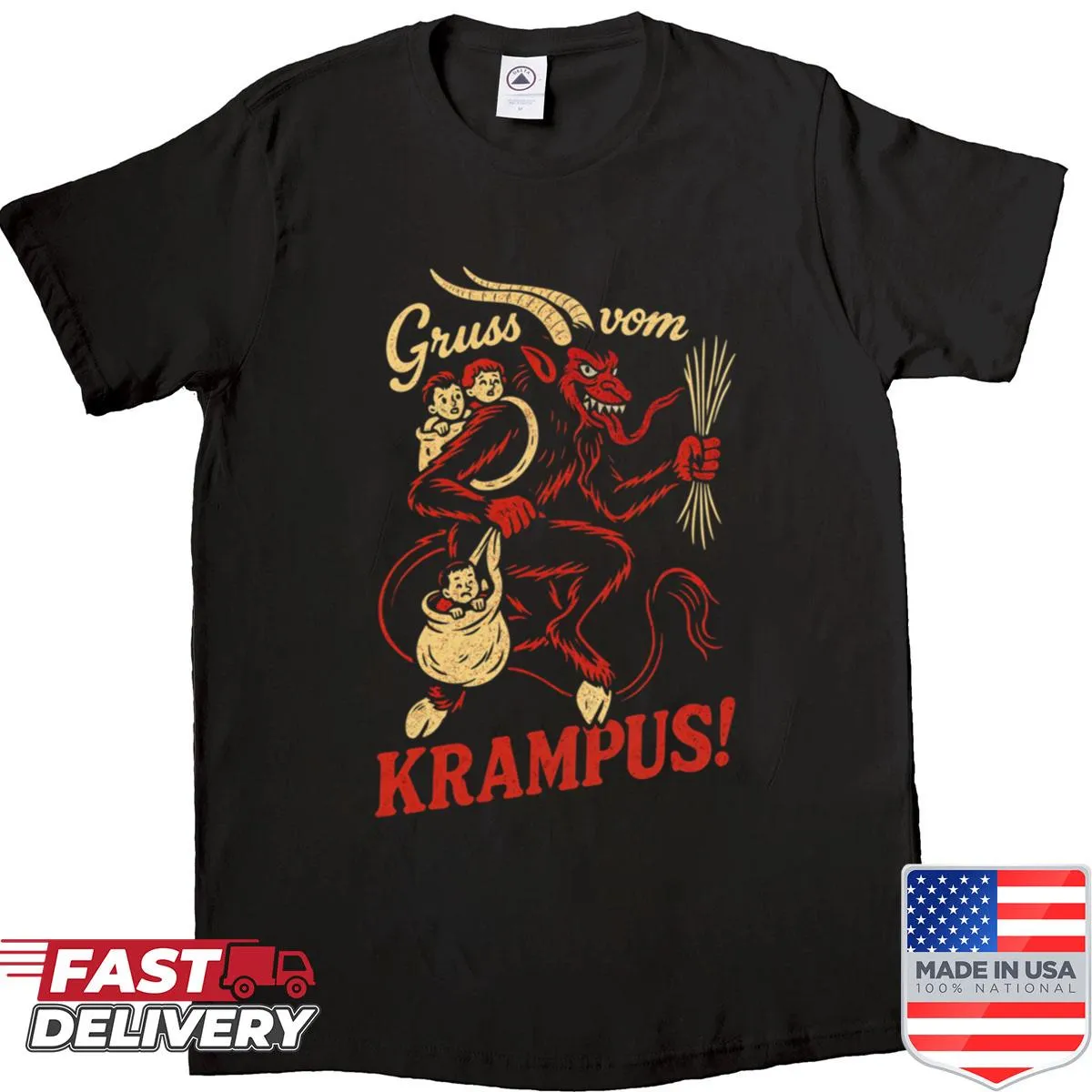 Vintage Krampus graphic t-shirt for Christmas