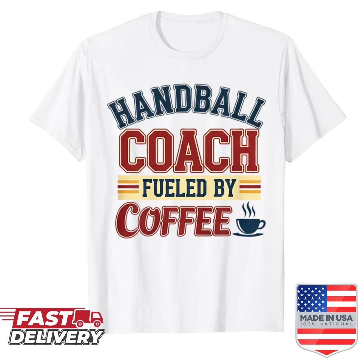 Funny oversized shirt for handball coaches featuring coffee-themed design
