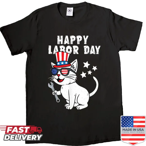 Patriotic cat design with USA flag for Labor Day