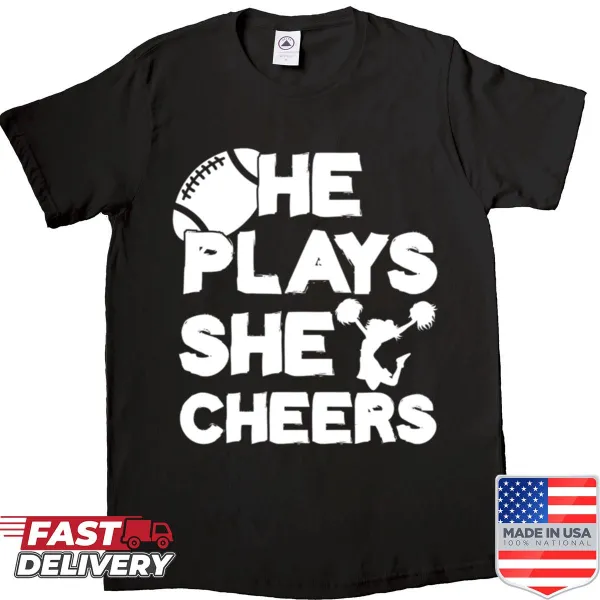 Illustrated football and cheerleader graphic t-shirt