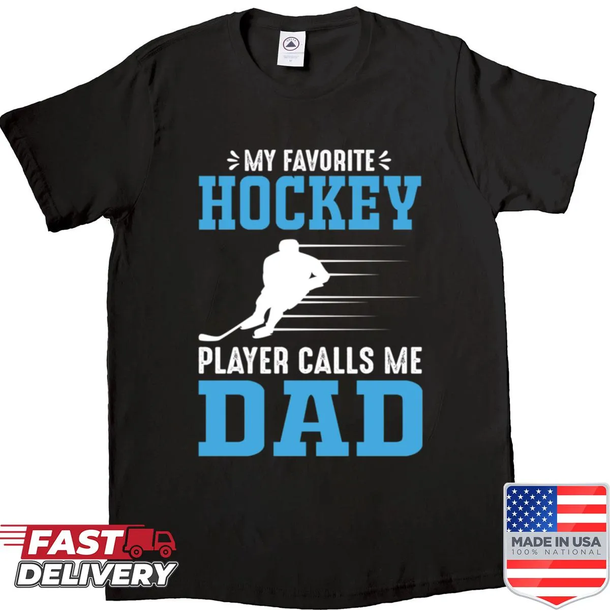 Proud Hockey Dad shirt with simple text design