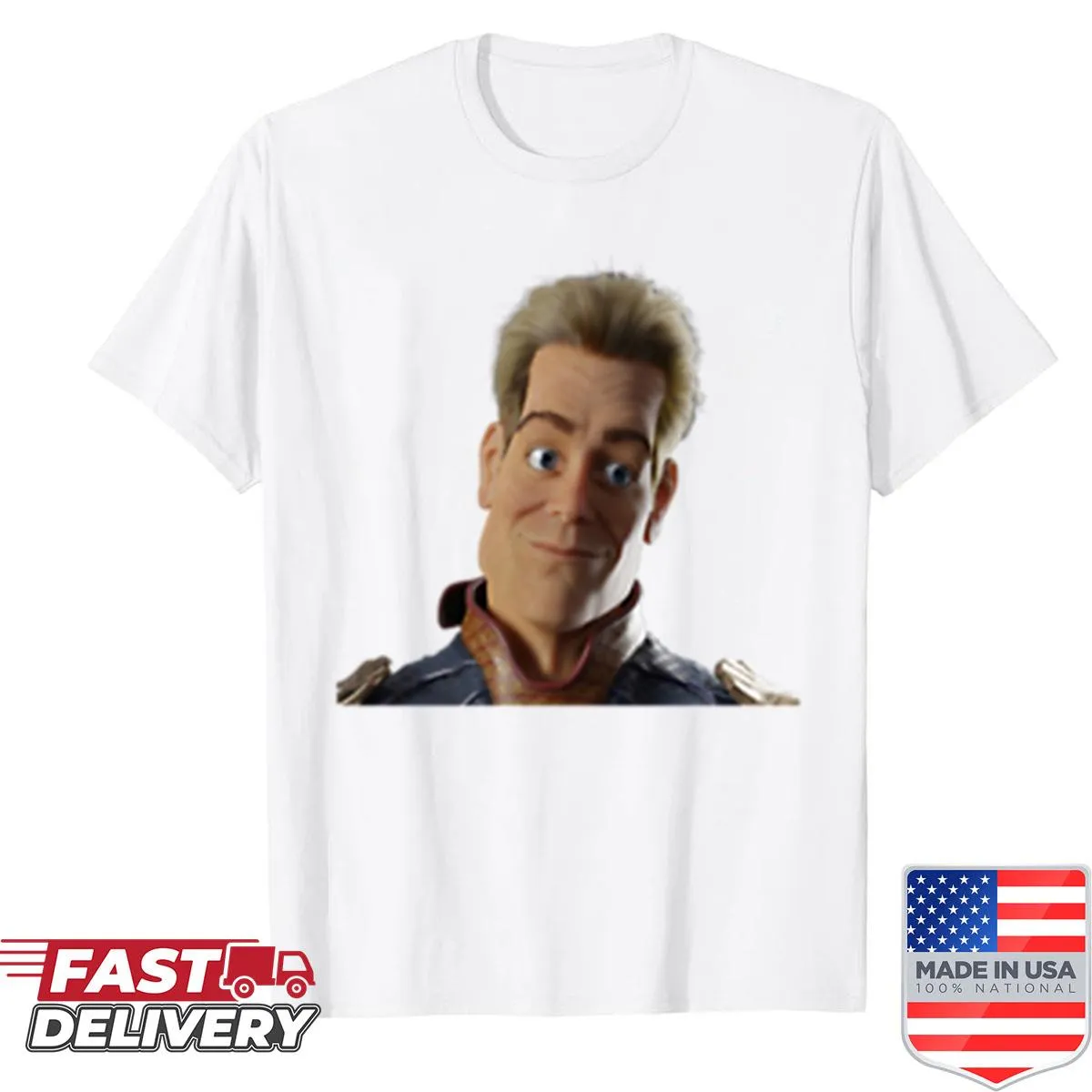 T-shirt featuring an illustration of Homelander from The Boys